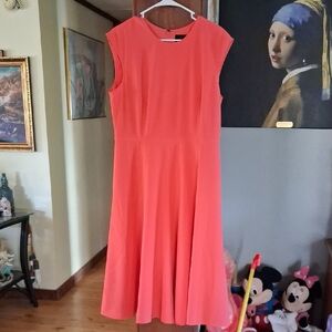 Alex Marie Vibrant Coral Midi Dress